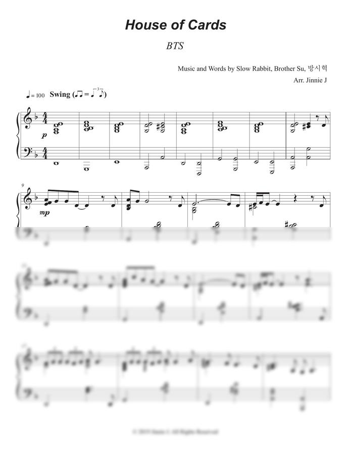악보 > 방탄소년단 (BTS) House of Cards by Jinnie J
