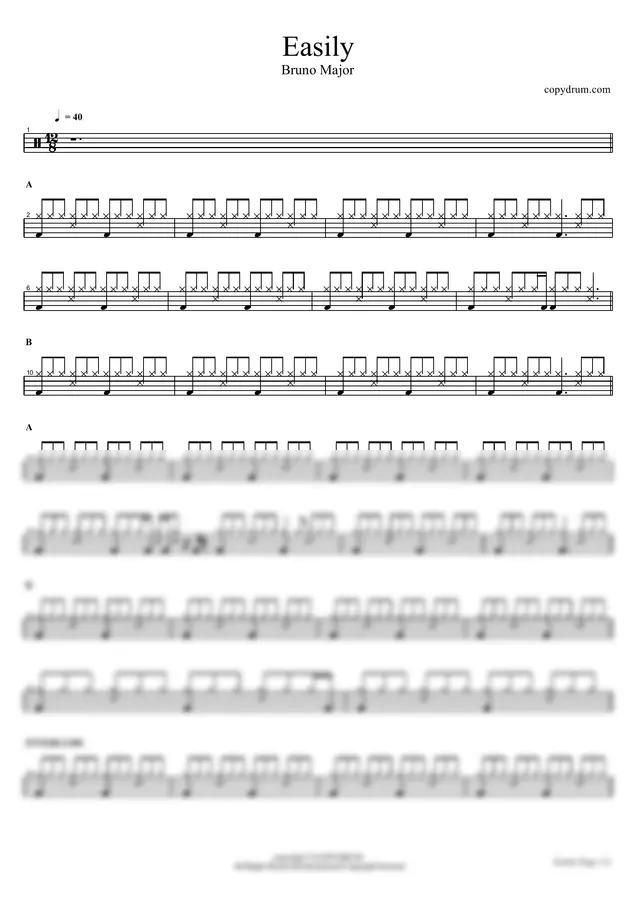 Bruno Major - Easily by copydrum 1p 미리보기