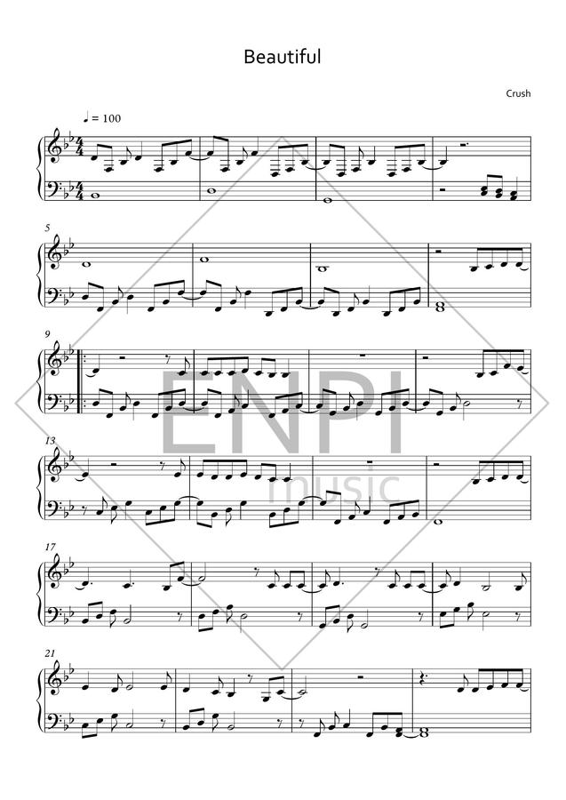 악보 > 크러쉬 (Crush) Beautiful (도깨비 OST) by ENPI