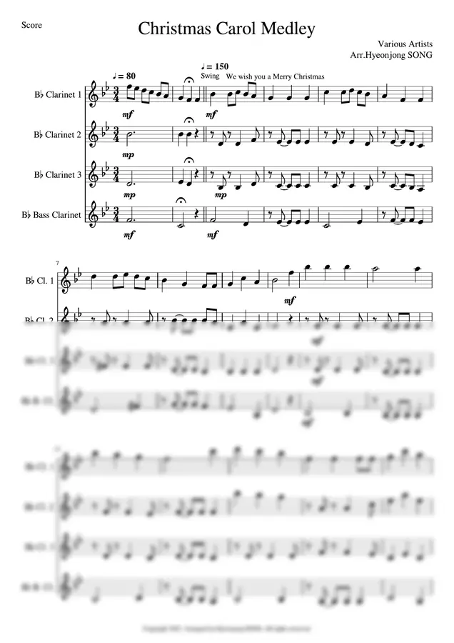 Christmas Carol Medley(Clarinet Quartet) (캐롤메들리)