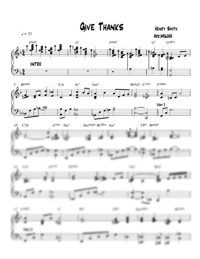 악보 > Henry Smith - Give Thanks (거룩하신 하나님) (Jazz 반주) by MIWHA