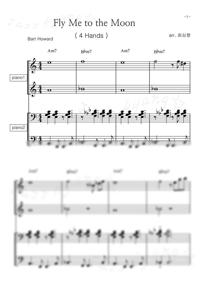 Bart Howard - Fly Me To The Moon (C키, 4 hands) by 최심향0