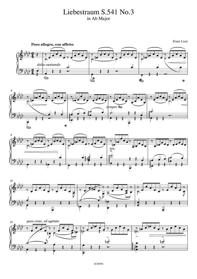 F. Liszt (리스트) - Liebestraum S.541 No.3 (사랑의 꿈) (명곡) by JUNPIN0