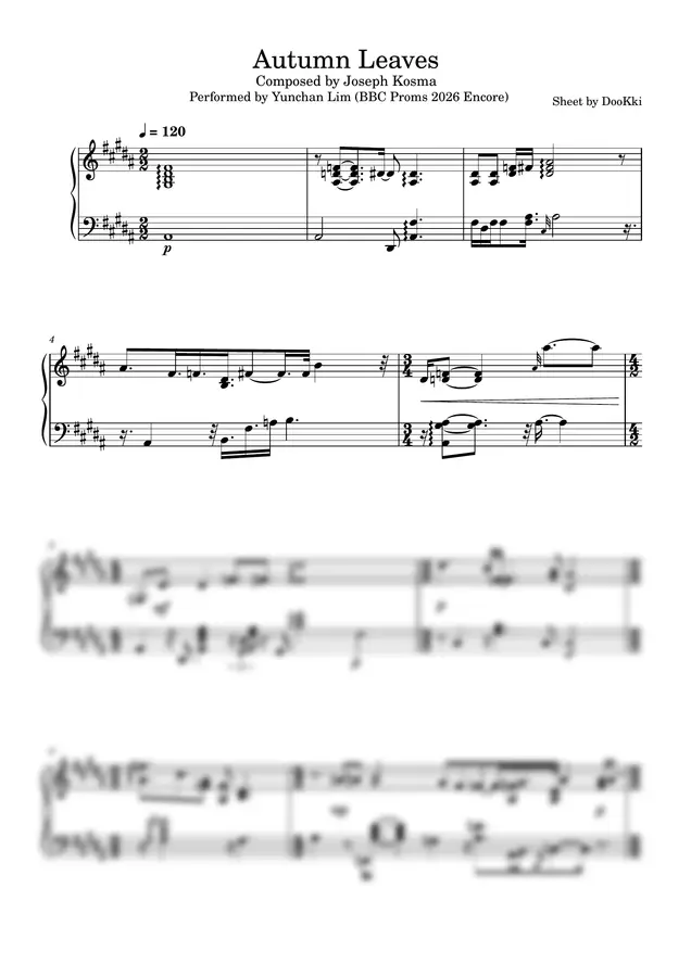 Joseph	Kosma / Yunchan Lim - Autumn Leaves - Performed	by	Yunchan	Lim	(BBC	Proms	2026	Encore) (piano)