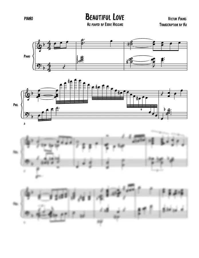 Victor Young - Beautiful Love (Eddie Higgins / piano / jazz / ピアノ / ジャズ)