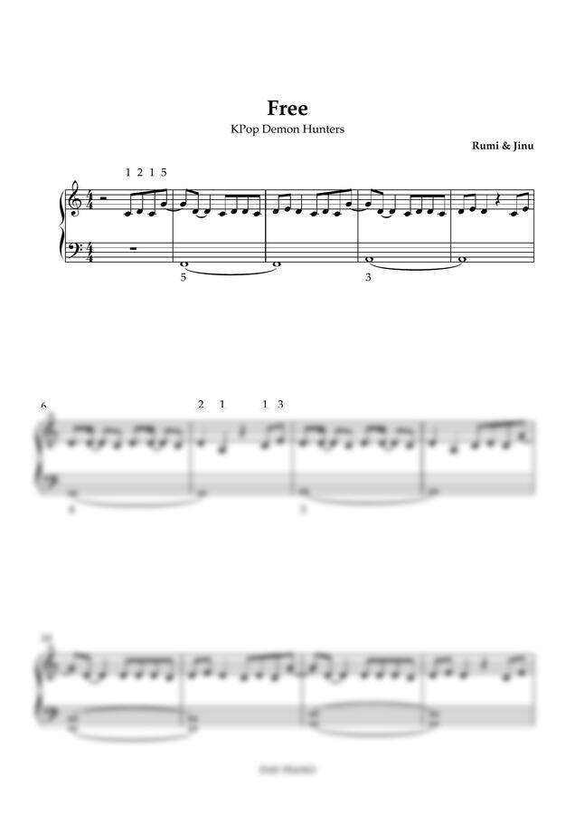 Kpop Demon Hunters (케데헌) - Free (1절/쉬움/Am) by 데이피아노0