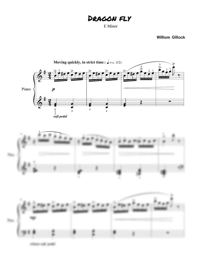 William Gillock - Dragon Fly(콩쿨, 작은 연주회를 위한)피아노 악보 (손가락번호)
