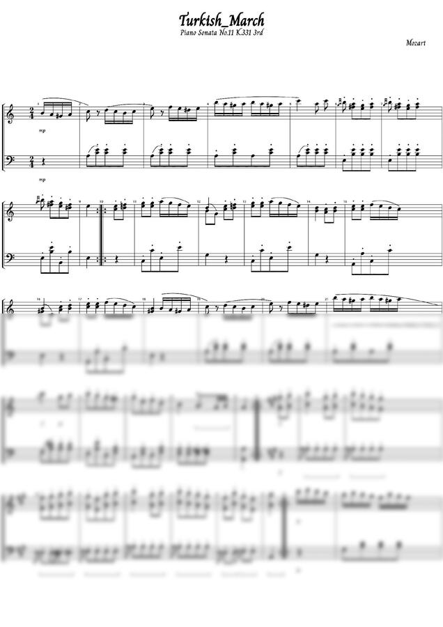 W.A.Mozart (모차르트) - Piano Sonata No.11 ‘Alla Turkischer Marsch’ (터키 행진곡) (원곡)