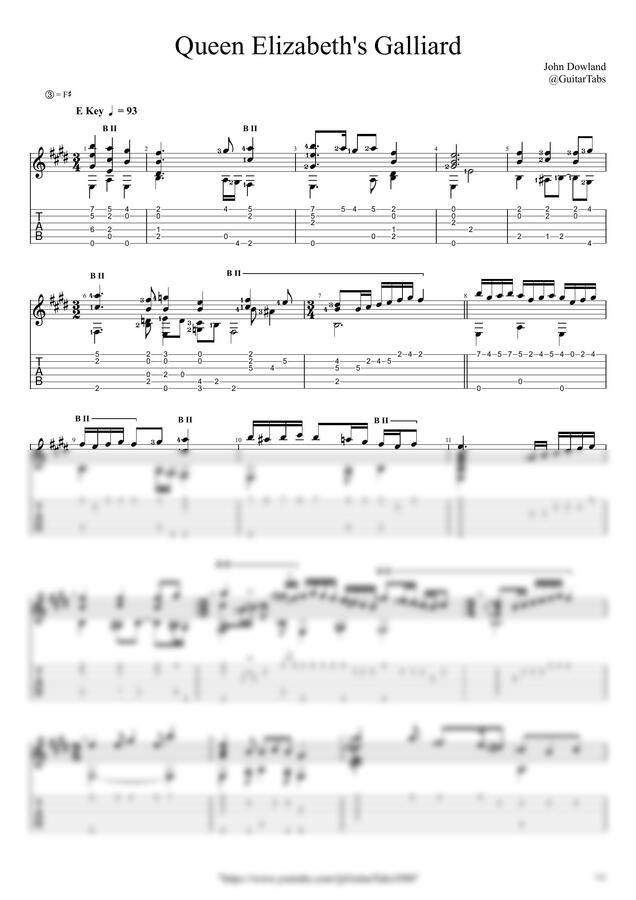 John Dowland - Queen Elizabeth's Galliard by GuitarTabs0