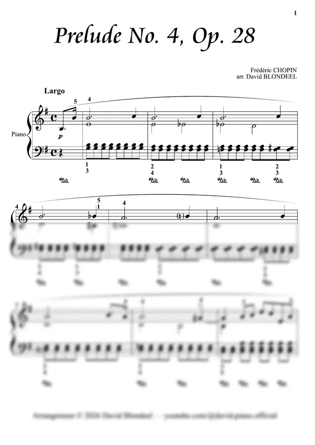 쇼팽 - 전주곡 Op.28 No.4 (중급 피아노 독주)