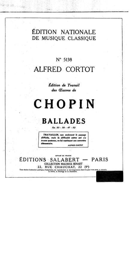 F. Chopin (쇼팽) - Ballade (발라드 전곡, 알프레드 코르토 에디션)