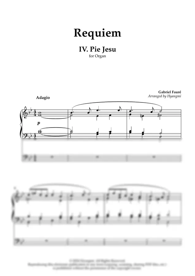 Gabriel Fauré - Pie Jesu / 포레 레퀴엠 오르간 편곡 (오르간 묵상곡 / 장례미사)