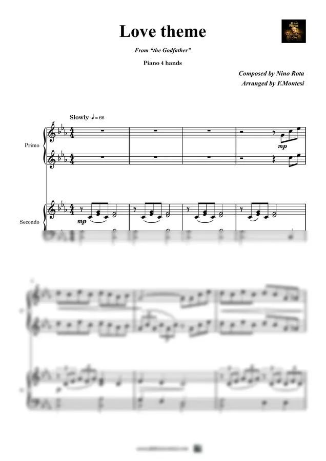 Nino Rota - The Godfather piano 4 hands