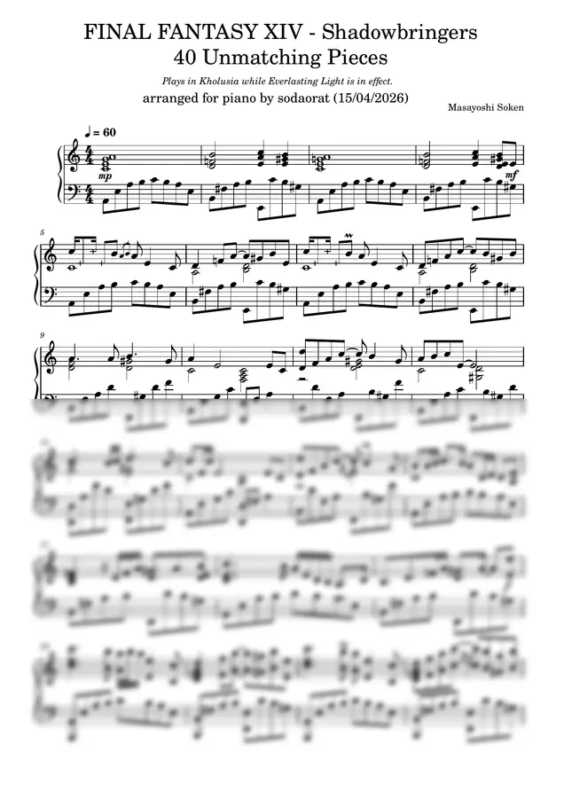 Masayoshi Soken - FINAL FANTASY XIV - ShB - 40 Unmatching Pieces 合わないピース