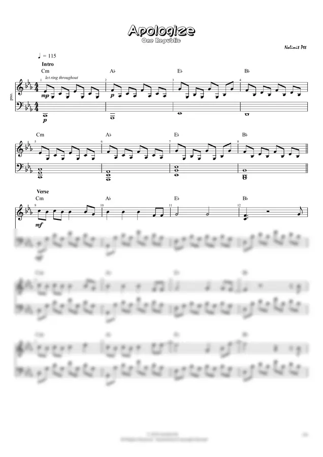 One Republic - Apologize (Piano)