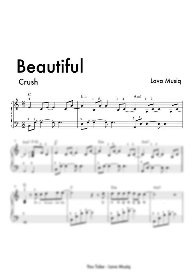 악보 > 크러쉬 (Crush) Beautiful (도깨비 OST, 쉬운악보) by Lava