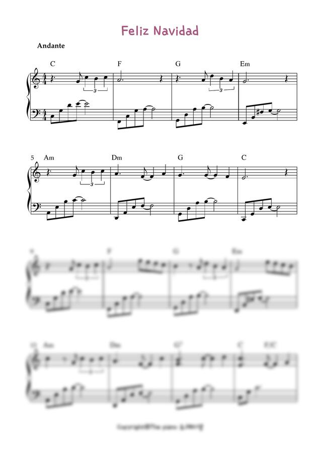 Jose Felisiano - 팰리스나비닷 (초급쉬운악보C) by 도레미샘0