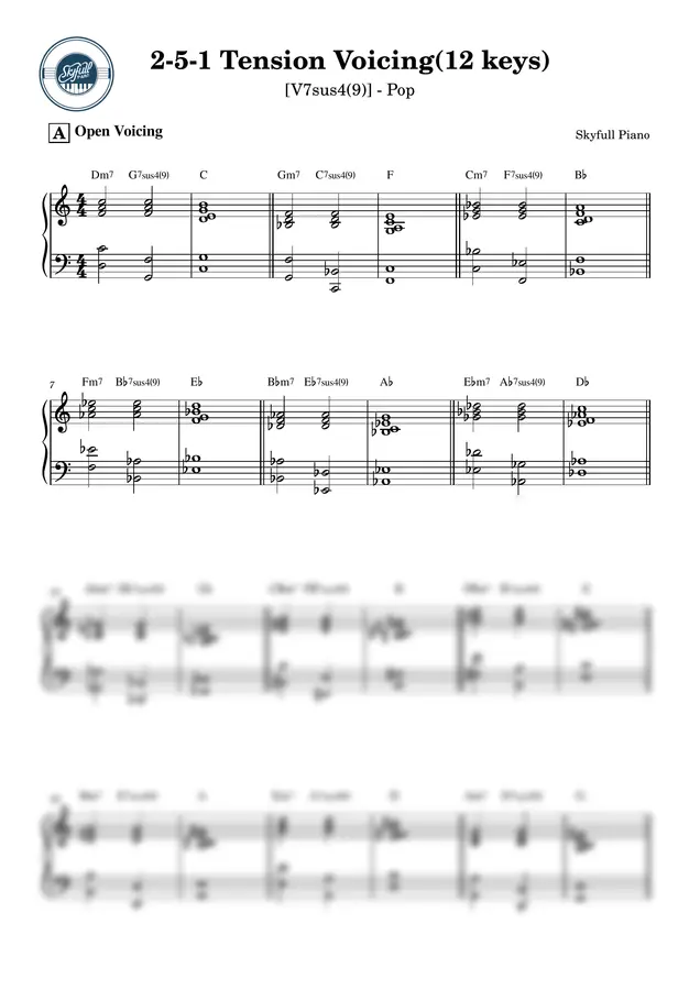 Skyfull Piano - (1) 2-5-1 Tension Voicing(12 keys)_V7sus4(9)