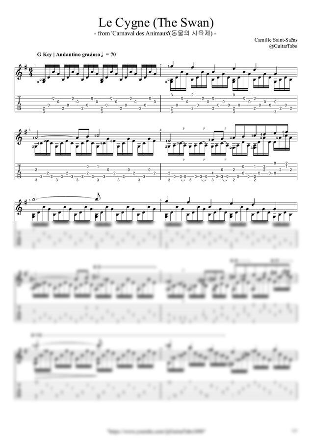 Camille Saint-Saens - Le Cygne(The Swan) (독주) by GuitarTabs0