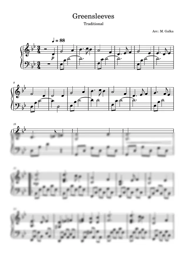 traditional - Greensleeves (Relaxing Piano Cover)