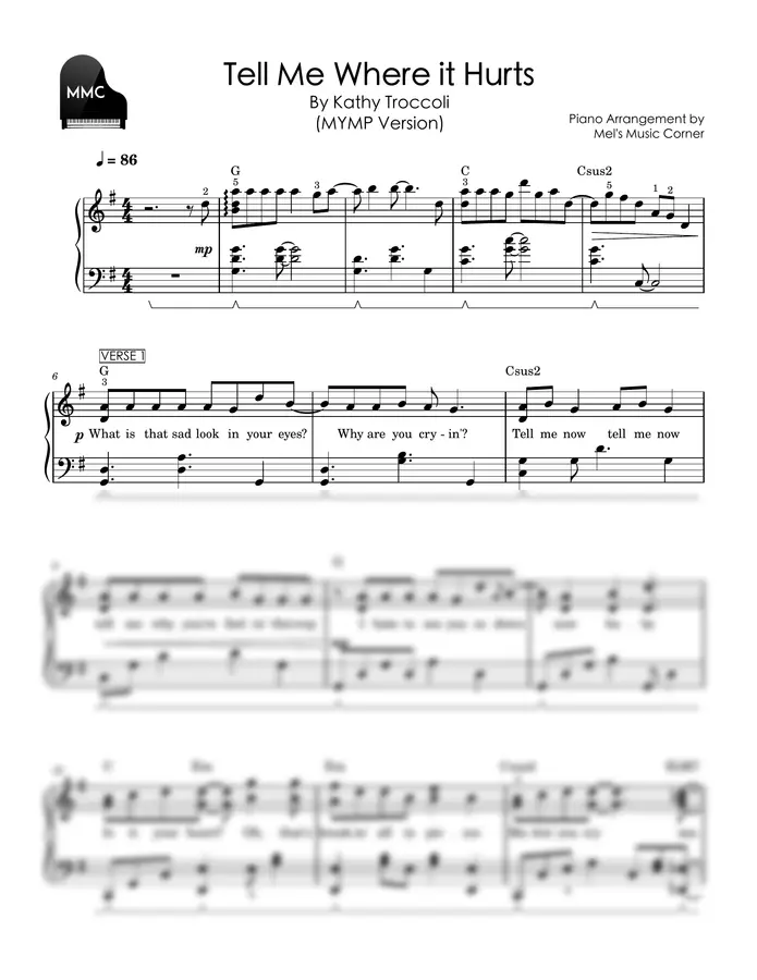 Kathy Troccoli (MYMP Version) - Tell Me Where It Hurts (piano sheet music)