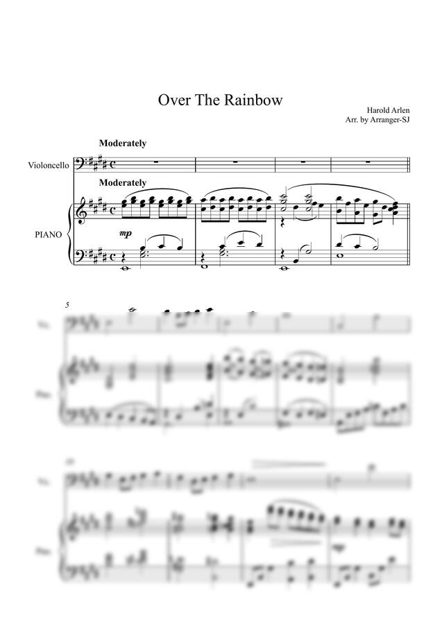 악보 > Harold Arlen Somewhere over the rainbow (오즈의 마법사 OST.) (첼로와 피아노