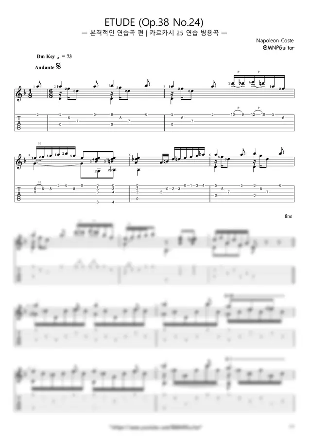 N. Coste - ETUDE(Op.38 No.24) (+) by 624 TABs 1p 미리보기