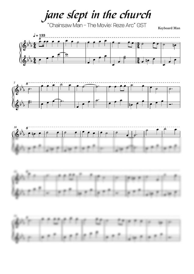 우시오 켄스케 - Jane slept in the church  (극장판 체인소 맨 : 레제편 / 레제의 러시아어 노래) by Keyboard Man0