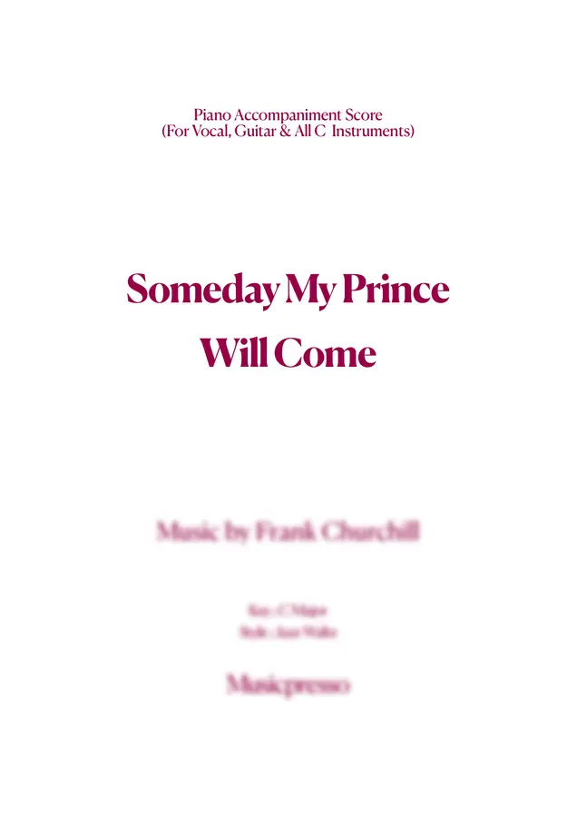 Frank Churchill - Someday My Prince Will Come (재즈스타일 반주악보)