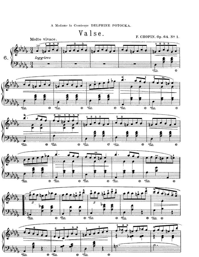 악보 > F. Chopin (쇼팽) Waltz No.6 In D Flat Major 'Minute Waltz' (강아지 왈츠)