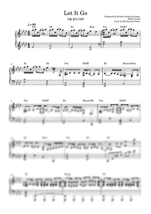 겨울왕국 OST - Let It Go (고급 악보) by My Favorite Piano0
