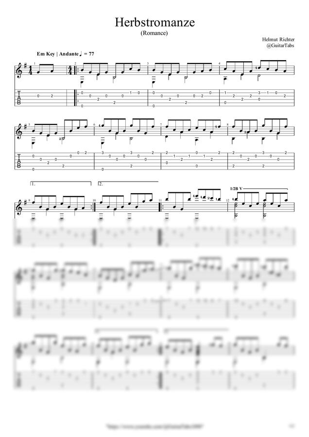 Helmut Richter - Herbstromanze(Romance) by GuitarTabs0