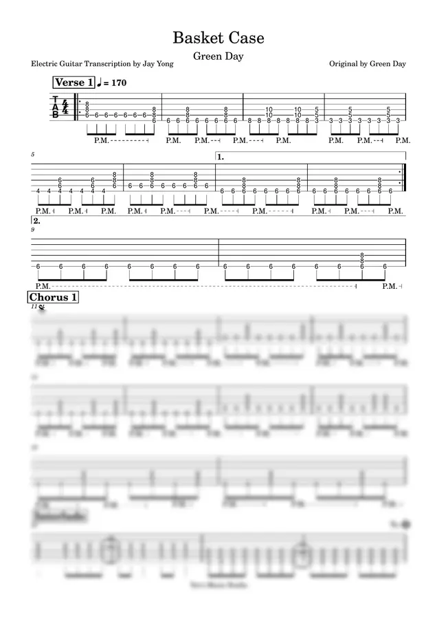 Green Day - Basket Case (Full Notation)
