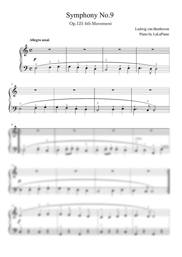 베토벤 - Symphony No.9 합창교향곡 4악장 (매우 쉬움) C Major by 라라피아노0