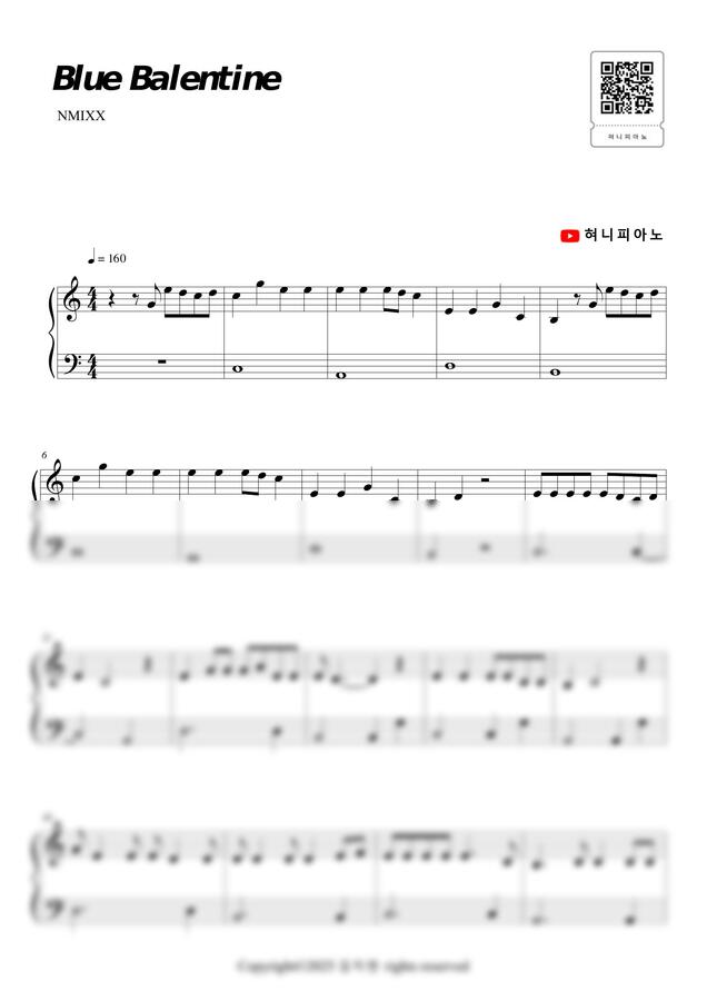 NMIXX(엔믹스) - Blue Valentine (아주 쉬운 악보) by 혀니피아노0