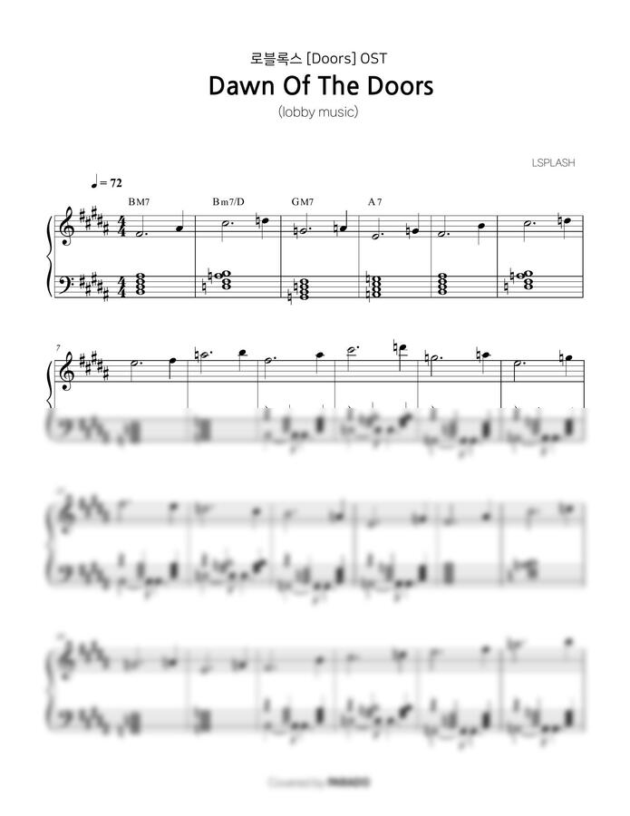 로블록스 도어즈 OST - Dawn Of The Doors (쉬운악보 포함) by PARADO0