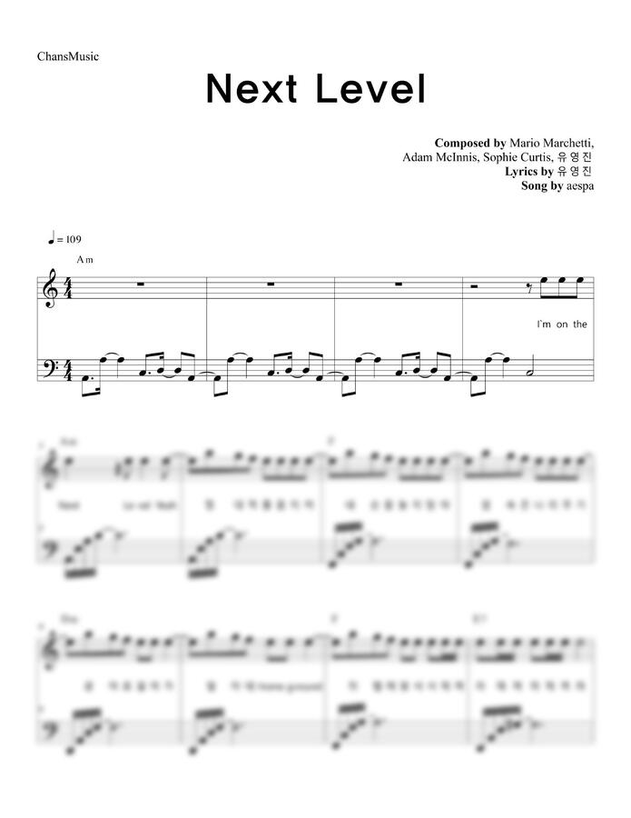 aespa (에스파) - Next Level (매우 쉬운 악보)