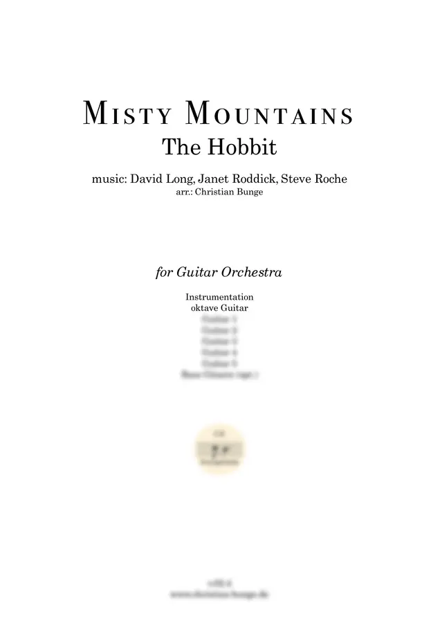 David Long, Janet Roddick, Steve Roche - Misty Mountains (기타 앙상블 – 총보 및 파트보 (Guitar Ensemble – Full Score and Parts))