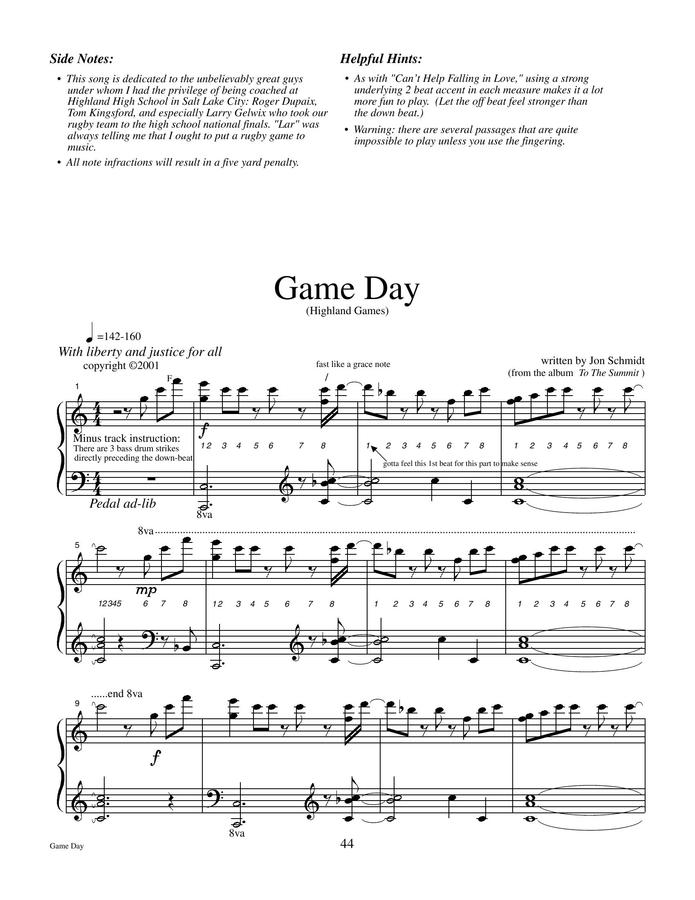 존 슈미트 - Game day