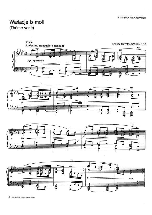 시마노프스키 변주곡 op.3