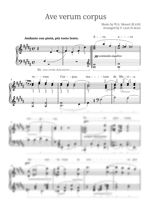 Wolfgang Amadeus Mozart - Ave verum corpus (Arranged by F. Liszt)