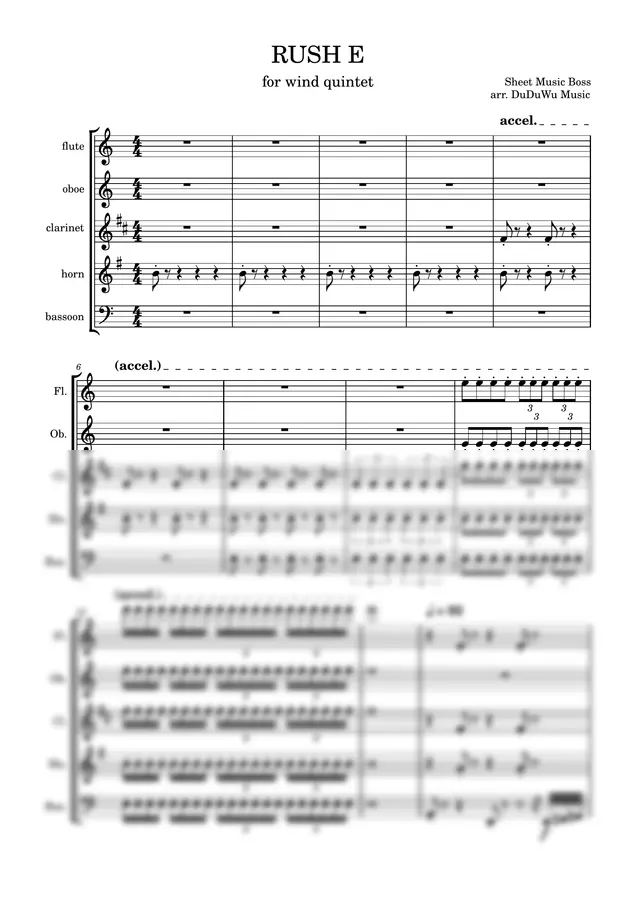 Sheet Music Boss - Rush E (목관 5중주)