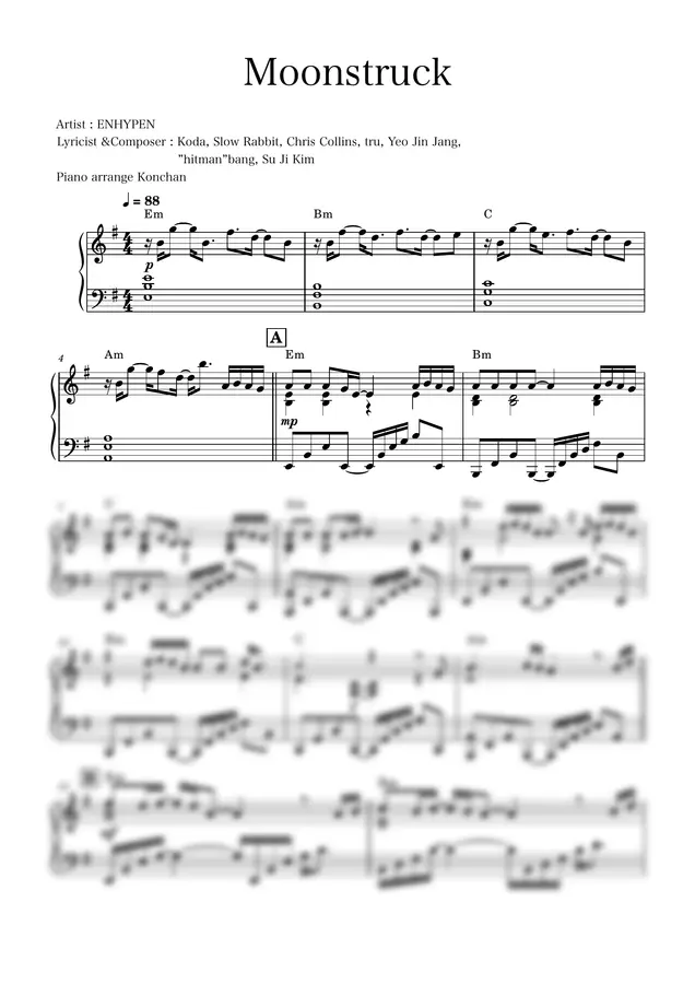 엔하이픈 - Moonstruck (Piano solo / KPOP )