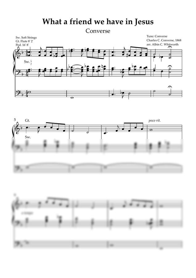Albin C. Whitworth - What a friend we have in Jesus- (죄 짐 맡은 우리 구주)-오르간 전주곡 by 악보다나와0