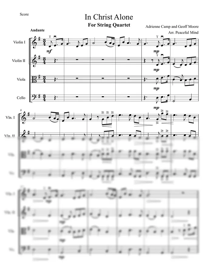 Adrienne Camp and Geoff Moore / Arr. Peaceful Mind - 예수 안에 소망 있네 for String Quartet