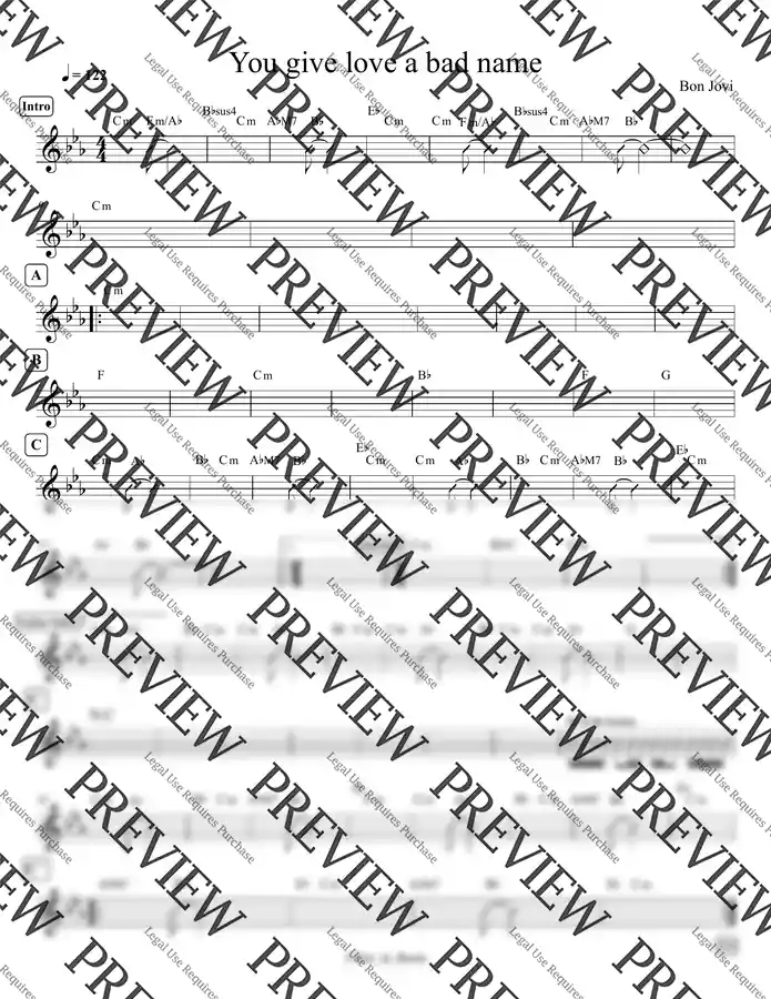 Bon Jovi - You Give Love A Bad Name (Lead Sheet)