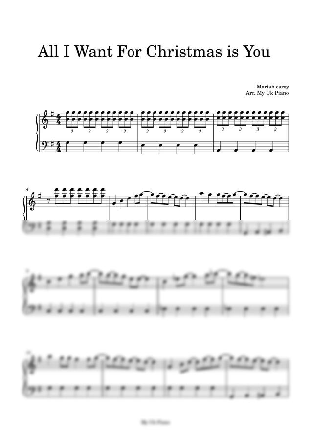 Mariah carey - All I Want For Christmas is You (쉬운 피아노악보) by My Uk Piano0