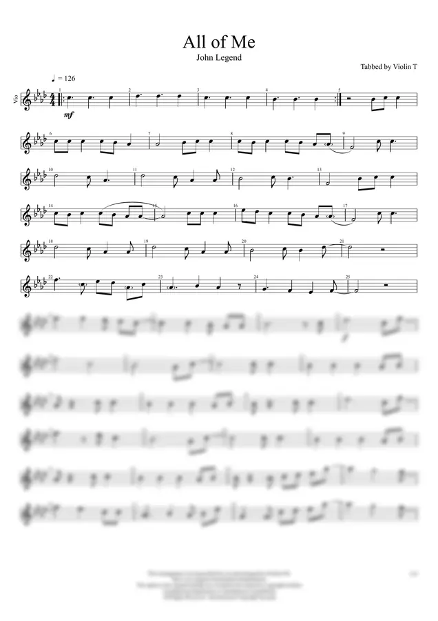 John Legend - All of Me (Violin)