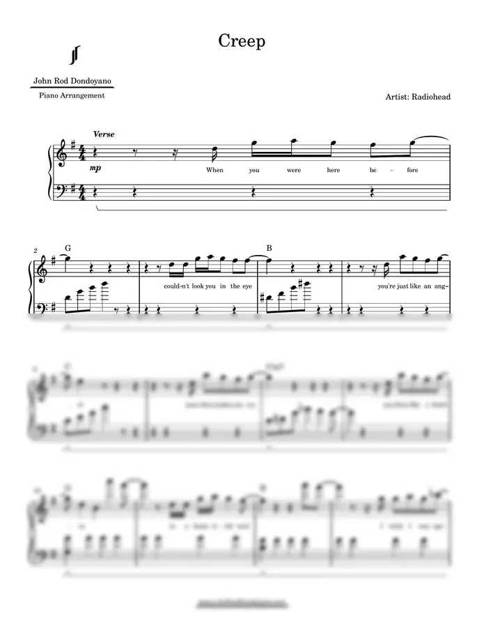 Radiohead - Creep (PIANO SHEET)