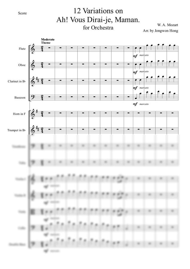W.A.Mozart (모차르트) - 작은별 변주곡 (오케스트라 - 1관편성) by 벨더원0